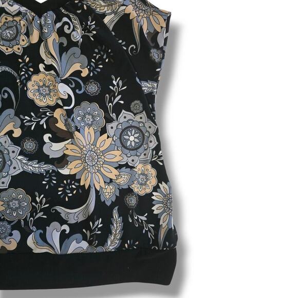 Vol. 1 women's multicolor floral sleeveless vintage  blouse - large - Picture 2 of 7